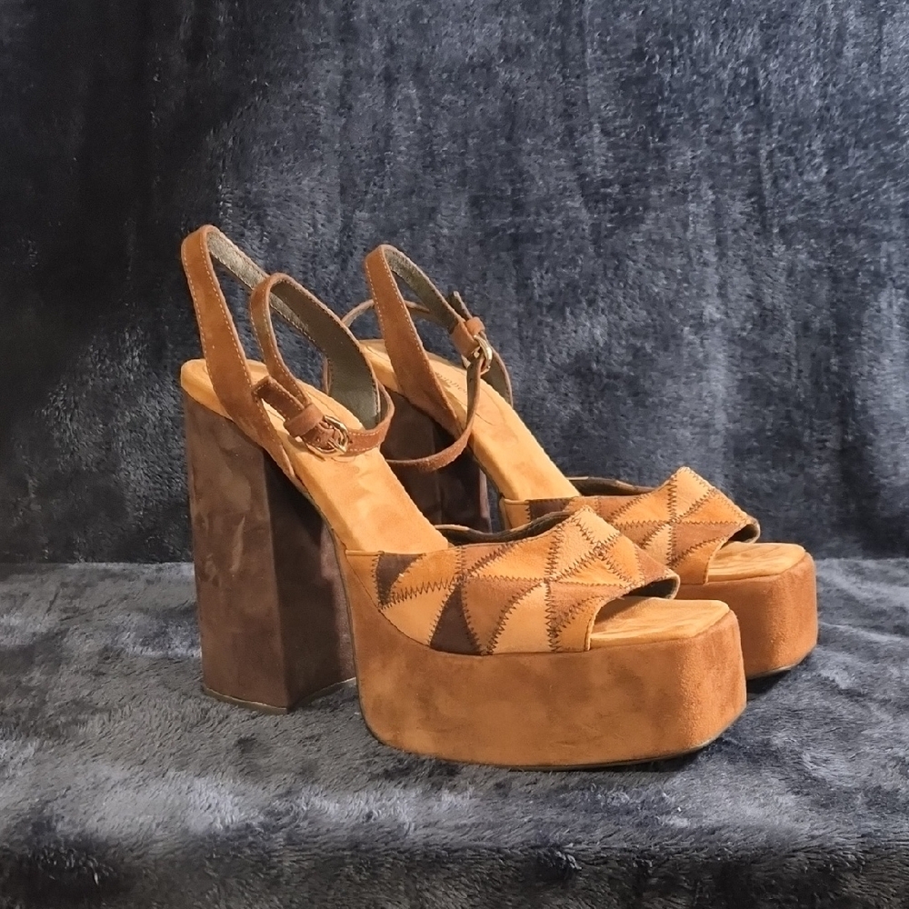 Jeffrey Campbell Brown and Tan Platform Sandals
